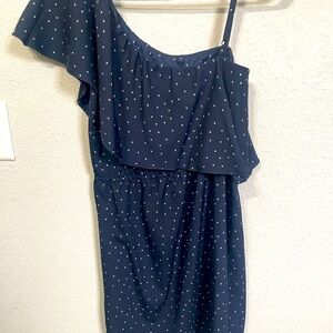 Navy Blue Star One-Shoulder Dress